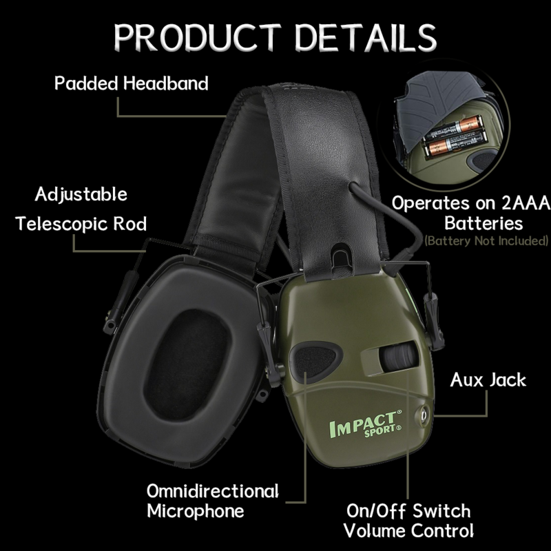 전술 충격 사운드 증폭 헤드셋, 전자 사격 귀마개, 귀 보호, 소음 방지, 야외 스포츠, 1 개