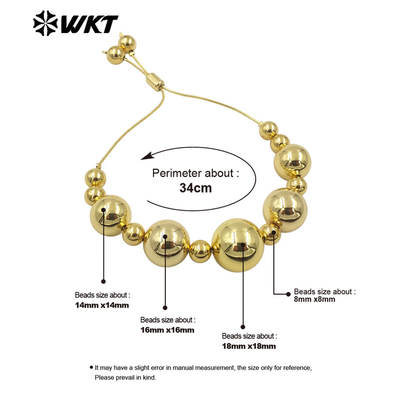 WT-JF345 WKT 2024 gelang rantai kuningan kuning baik manik bulat perhiasan hadiah bagus wanita pesta aksesori cantik