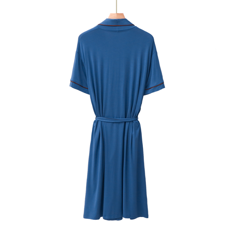 Pijama Roupão Robes para Homens Plus Size Modal Versão Coreana Short-sleeved Lapel Mid-length Belt Drape Banho Home Wear Long Robe
