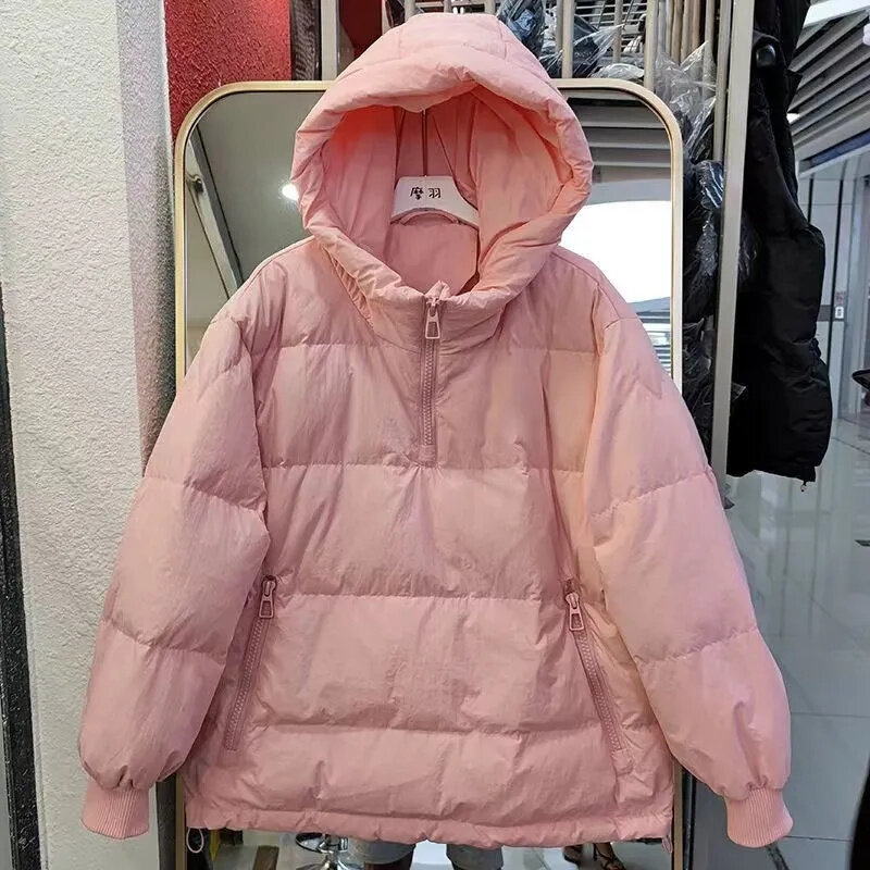 Abrigo de algodón para hombre y mujer, Jersey corto holgado de Color sólido, cálido y grueso, versión coreana, 2023