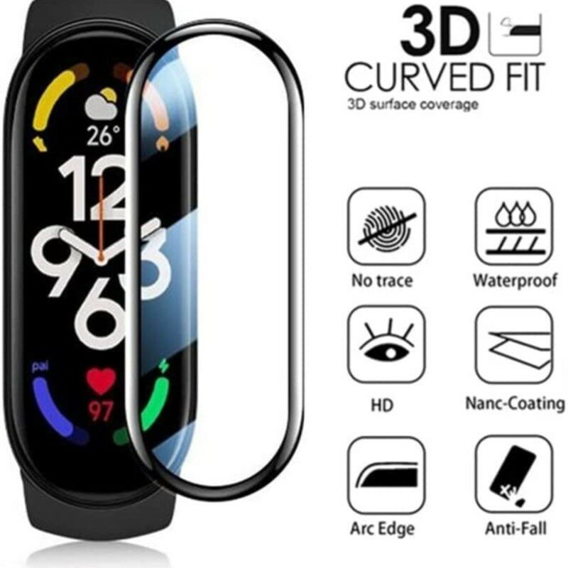 3D Full Screen Protector Voor Xiaomi Mi Band 6 7 Miband Zacht Glas Beschermende Smart Horloge Accessoires Xiaomi Mi Band 5 4 3 Film