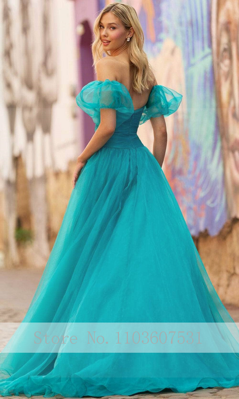 Charming Sweetheart Collar Tulle Side Split Prom Dress for Women A-line Court Backless Prom Party Gown robe de mariée