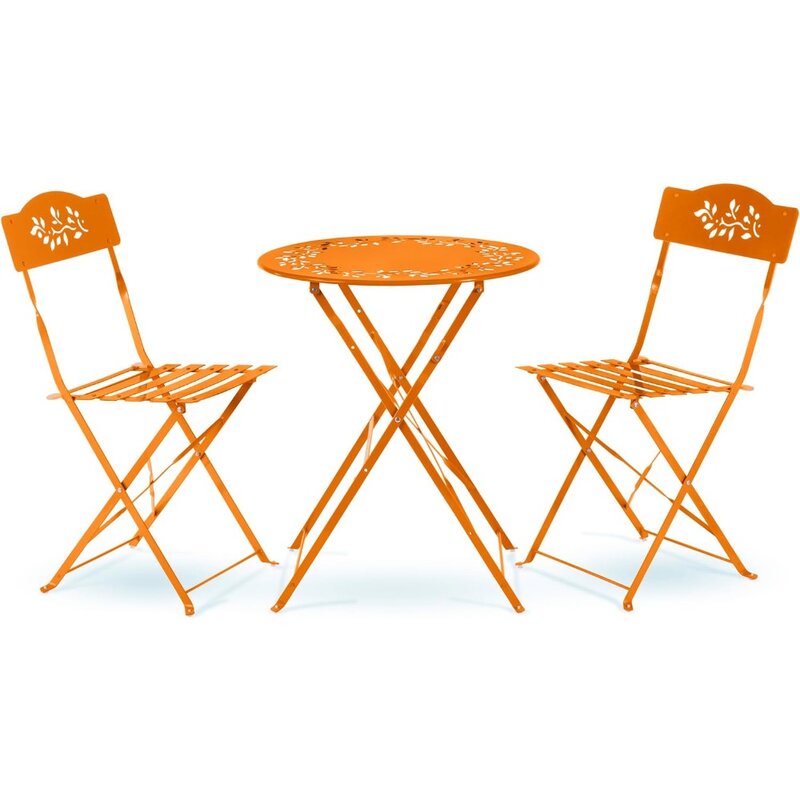 MSY100A-OR Bistro Set, Table: 24" L x 24" W x 28" H Chair: 17" L 18" W x 33" H, Orange
