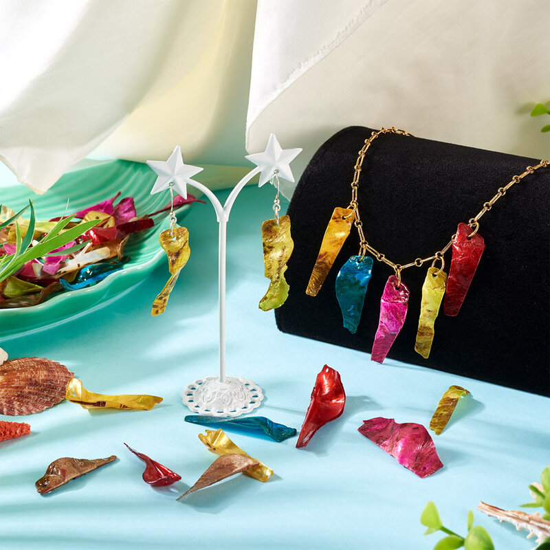 Breloques en coquillage Akoya naturel, colorées, peintes à la bombe, rondes, pépites, larme, bijoux de bricolage, bracelet exécutif, accessoires de collier