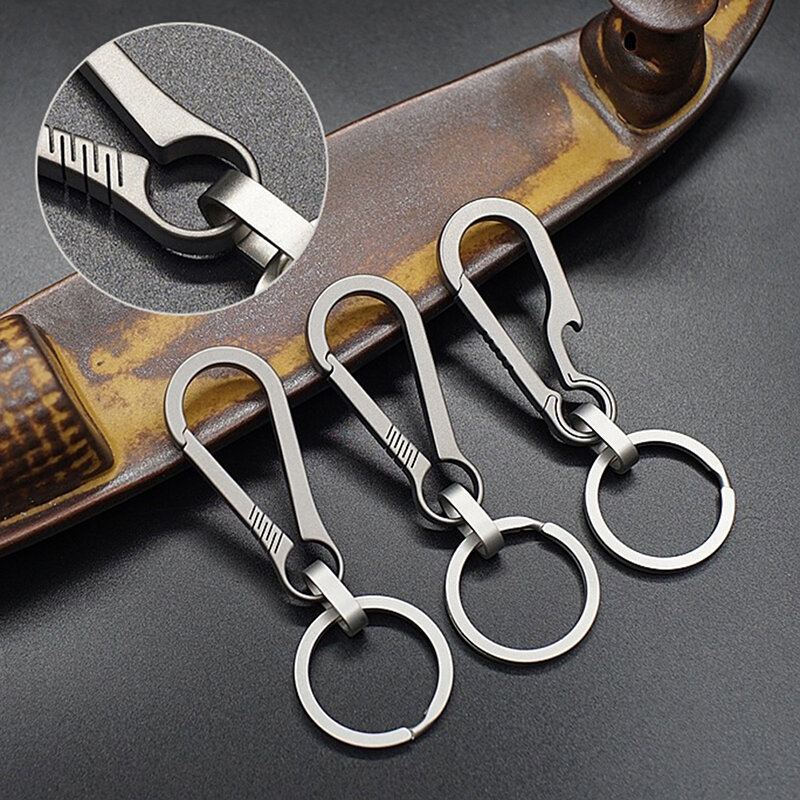 1PC 8cm Titanium Alloy Carabiner Multi-function Keychain Outdoor Waist Hanging Chain Ring Buckle Beer Bottle Opener EDC Tool