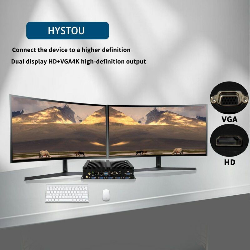 Hystou-ミニ産業用PC,ファンレスコンピューター,Bluetooth 4.2,デュアルLAN,6 USB,intel Core i5-4200U, i7-4500U,送料無料