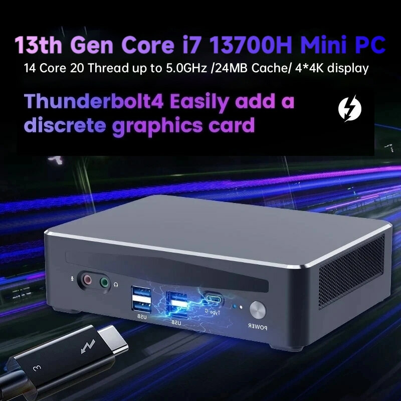 Ноутбук 13-го поколения Intel Mini Pc Core i7 1360P 13700H i9 13900H Nuc 2xLAN i225-V 2,5G Windows 11 2 * DDR5 PCIE4.0 игровой компьютер Wifi6