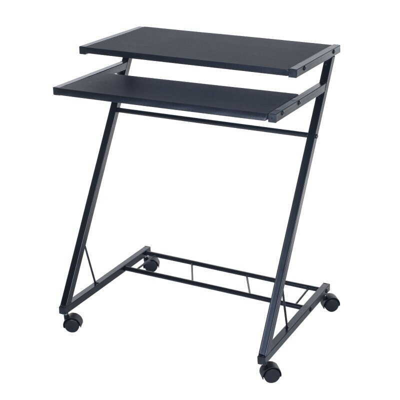 Lavish Home-escritorio portátil, carrito con ruedas, negro