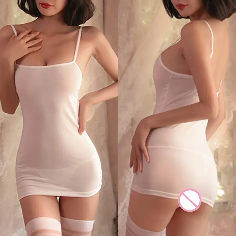 Women Sheer Nightwear Mesh Mini Bodycon Dress Suspender Backless See Through Sleepwear Solid Comfy Clubwear Erotic Lingerie