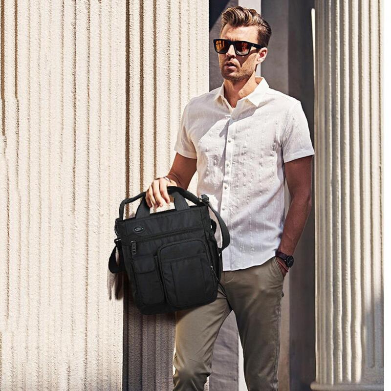 Деловой мужской портфель с несколькими карманами на молнии, сумка-тоут через плечо для ноутбука