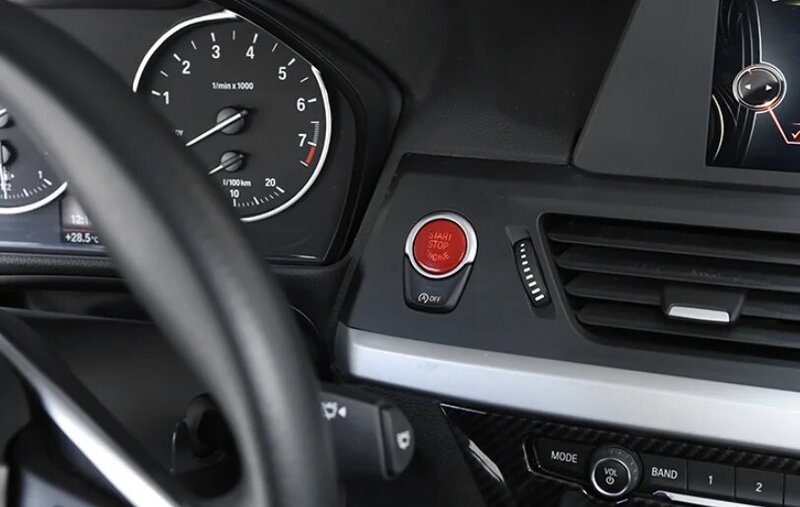 Embellecedor de marco de botón de encendido Rojo ABS para BMW X5 X6 F15 F16 2014-2018