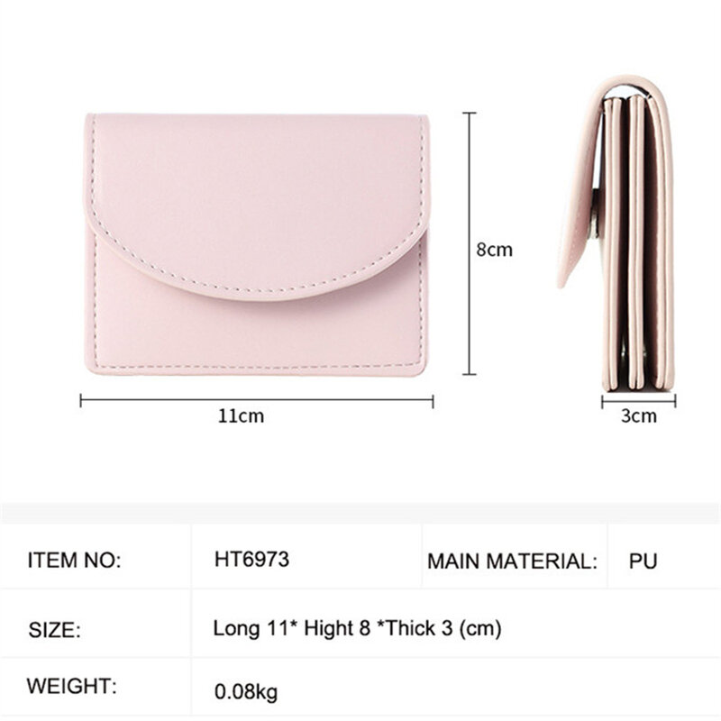 Solid Color Women Short Wallets Female Fashion PU Leather Hasp Small Purses Money Coin Bag Mini Clutch Card Holder for Girls