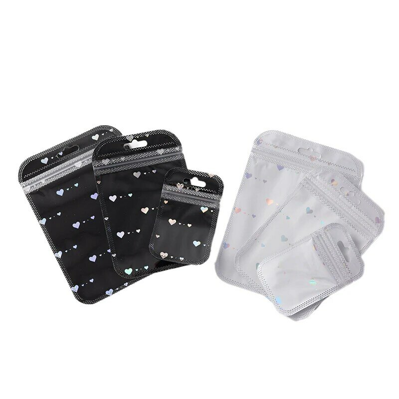 50pcs  Holographic Plastic Star Moon Heart Self-Sealing Laser Bag Jewelry Gift Storage Packaging Pouch Small Business Supplies