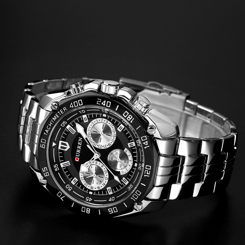 CURREN 8077 pełne nierdzewne pasek stalowy zegarki dla mężczyzn moda armia wojskowy męski zegarek kwarcowy sportowy zegarek mężczyzna zegar Reloje
