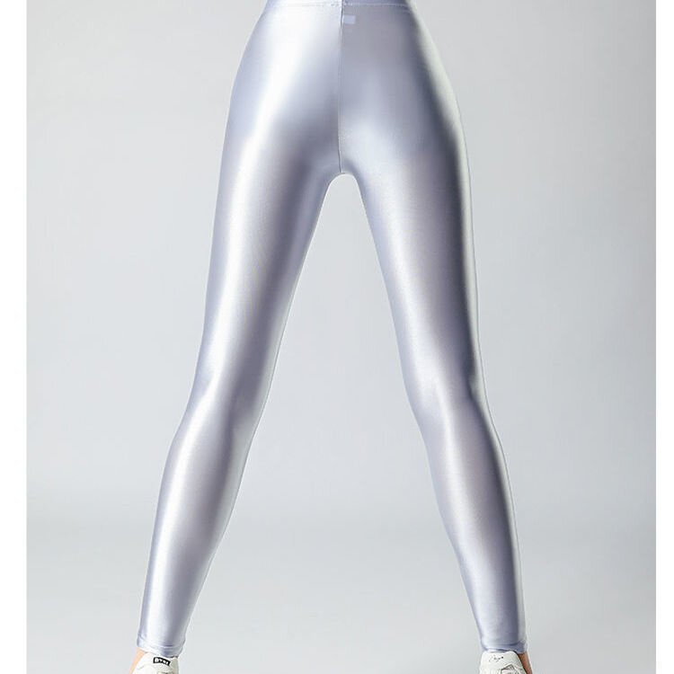 Leggings da Yoga da donna in argento Plus Size Leggings morbidi a vita alta pantaloni da allenamento per pantaloni da palestra Bottoms
