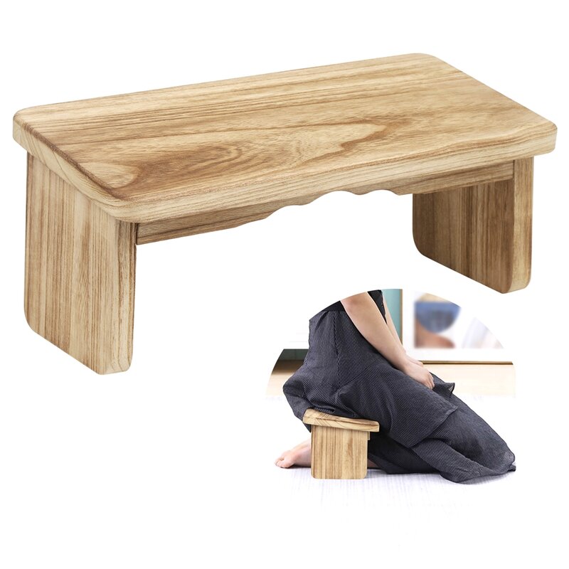 Banco de meditación de madera para Yoga, taburete ergonómico plegable para arrodillarse, Banco de oración de madera con Bisagras de Metal duraderas