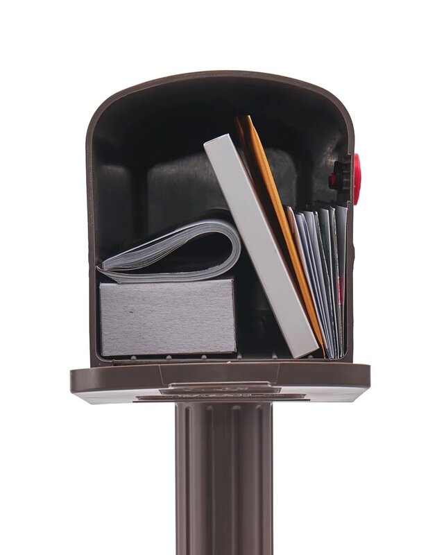Newbury Medium, Plastic, Mailbox & Post Combo, Mocha, NC000MAM