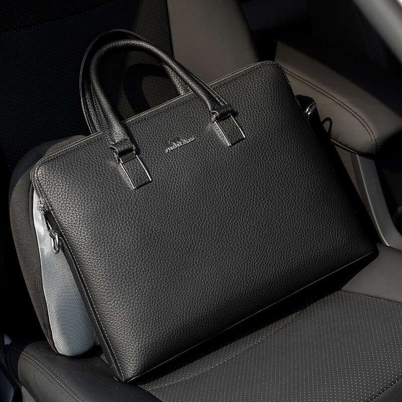 Business Leather Men's Briefcase Executive Handbag Large Capacity Male Shoulder Messenger Bag Office Laptop Bag