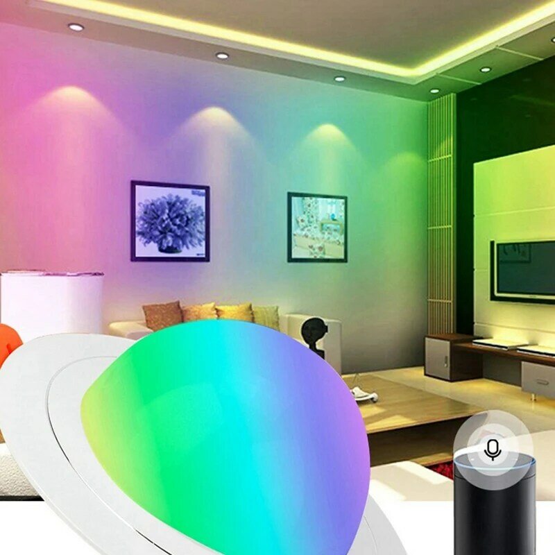 ไฟดาวน์ไลท์ LED WiFi แอปอัจฉริยะลดแสงไฟสปอร์ตไลท์ RGB เปลี่ยนสีได้ควบคุมด้วยเสียงทำงานร่วมกับ Alexa