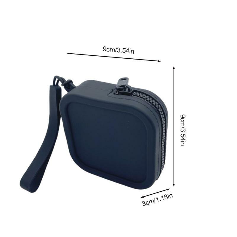 Silicone Zipper saco chave de armazenamento para mulheres, saco de auscultadores, mini carteira, porta-moedas quadrada, adulto e crianças