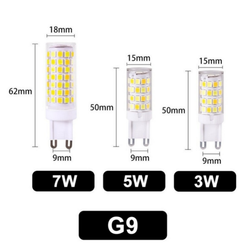 โคมไฟ LED G9 10ชิ้น AC220V ไฟ LED เซรามิก SMD2835 3W 5W 7W สปอตไลท์สีขาวอุ่น/เย็นแทนที่ไฟฮาโลเจนที่สว่างที่สุด