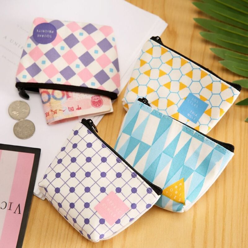 Dompet tangan portabel lucu kualitas tinggi tempat kartu kanvas tas kartu Mini ritsleting