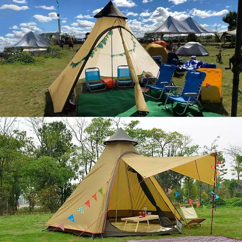 Tente de camping breton imperméable, double couche, anti-UV, coupe-vent, famille, extérieur, fret gratuit, hypothèque, 4 saisons, 5-6, 12 'x 10' x 8'
