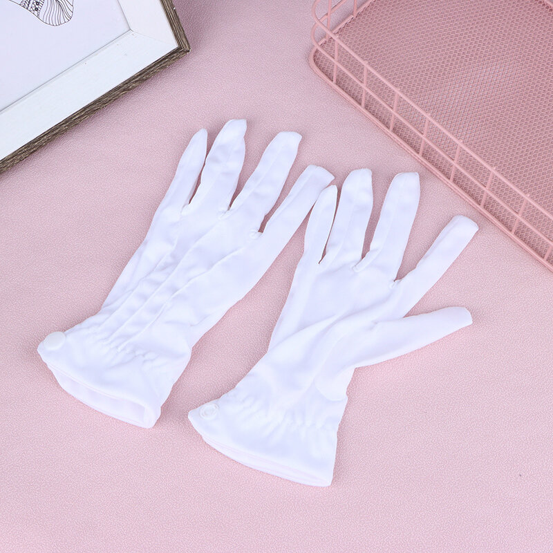 Guanti da lavoro per ispezione in cotone bianco guanti per uso domestico da donna guanti leggeri per gioielli con monete