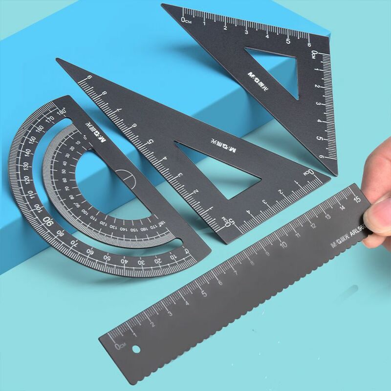 Studenten dauerhafte Geometrie Büro Kompass Messung Aluminium Lineal Set Zeichnung liefert Metall Lineale Prüfung Briefpapier