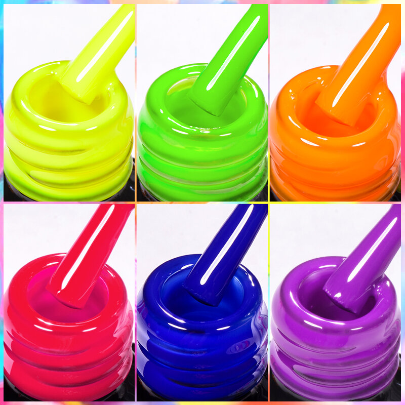 MEET ACROSS 7ml Fluorescent Neon Gel Nail Polish Sparky Semi Permanent Soak Off Nail Art UV LED Gel Varnish For Manicure