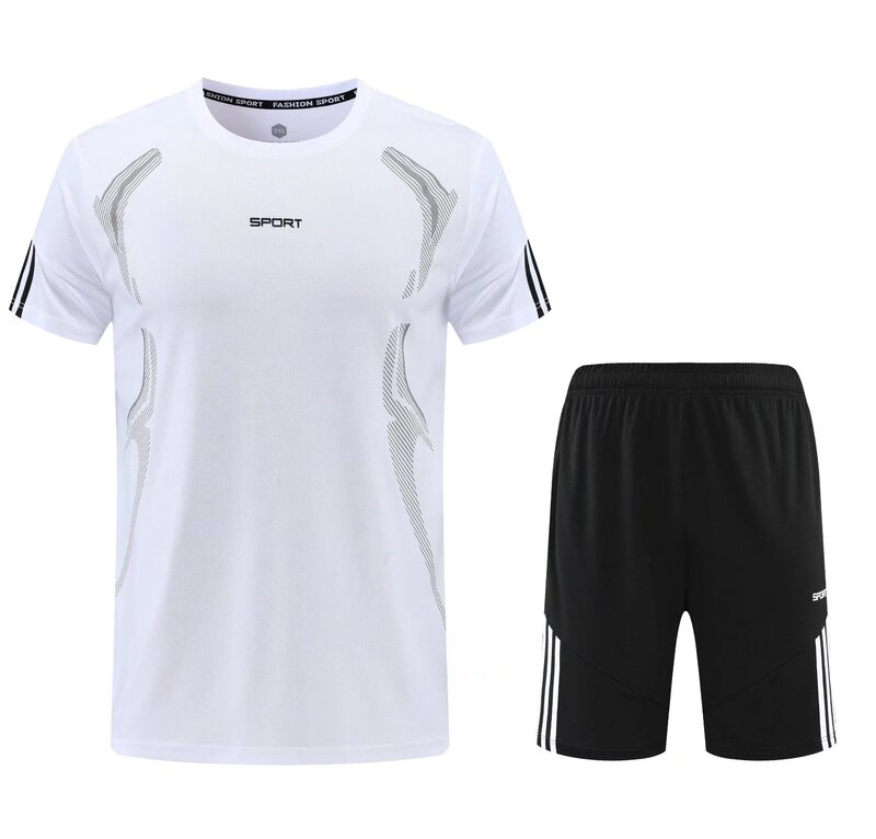 Groothandel Hoge Kwaliteit Promotie Custom Zomer Nieuwe Collectie Jogging Sportkleding Gym Trainingspak Korte Mannen O-hals T-Shirt Sets