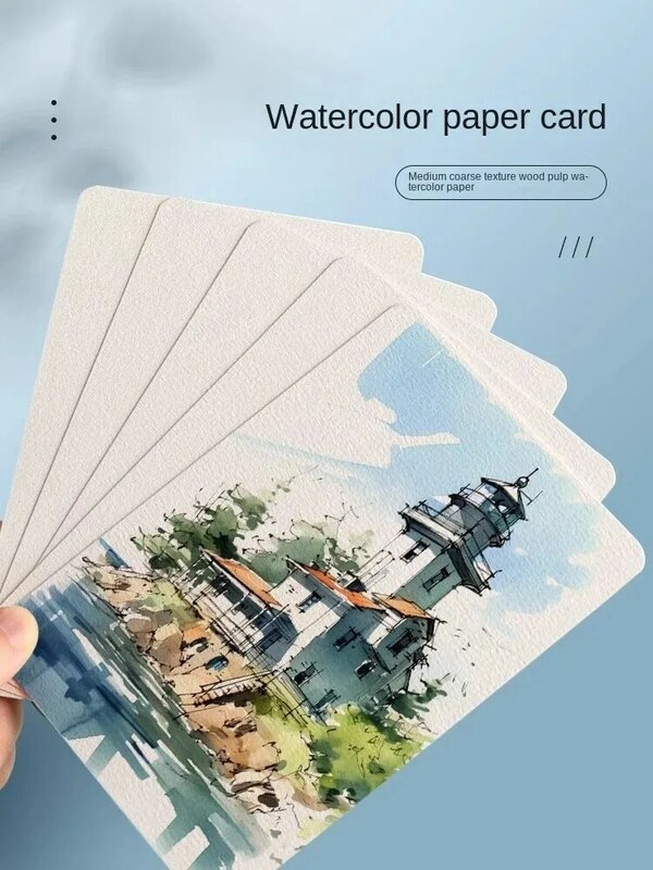 Quadrado e Redondo Aquarela Papel, Cartão Postal de Água para Pintura, Material Escolar, Profissional, 20, 40, 50, 60, 100 Folhas