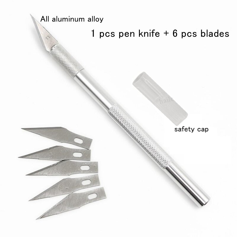 Haile Metal Pen Knife Small Carving Craft Blades Kit Engraving Cutter Mobile Phone Film Paper Cut Handicraft Tools Utility Knife