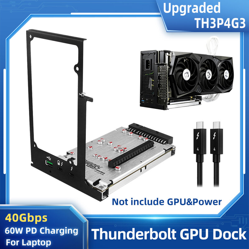Thunderthunderbolt Laptop Dock GPU yang kompatibel dengan kartu Video grafis eksternal sesuai USB4 untuk Macbook Notebook dengan PD 60W 40Gbps