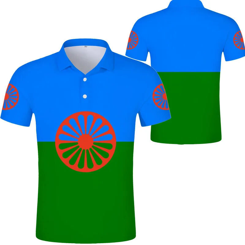 Neue Mode Herren Polos hirt 3d Zigeuner Flagge T-Shirt Top Sommer Kurzarm Polos hirt schwarz Muster T-Shirt lässige männliche Kleidung