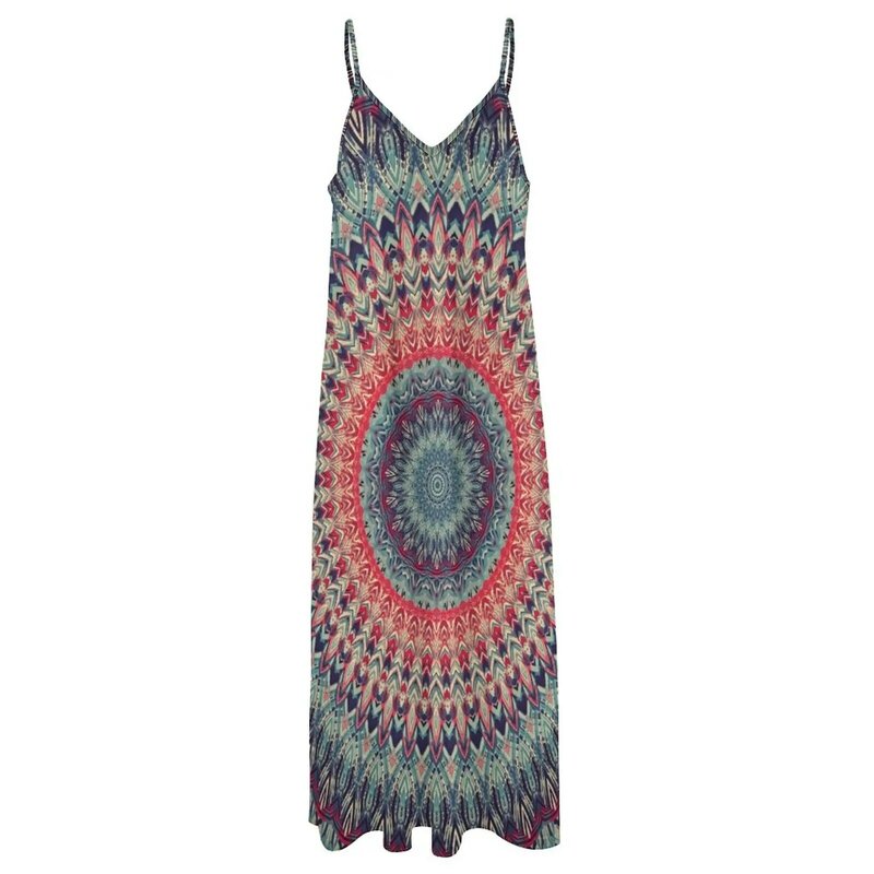 Mandala-エレガントなノースリーブのサマードレス,女性のためのドレス