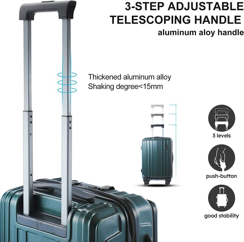 TydeCkare Carry On Cabin Luggage 20 Inch with Front Compartment & Expandable  ABS+PC TSA Approved Lock  Spinner Silent Wheels