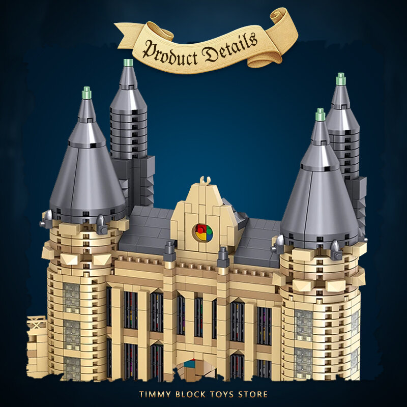 MOC-Mini blocs de construction Harry Potter pour enfants et adultes, jouets en briques, cadeaux pour enfants, château magique de Poudlard, nuits de 6000mm, 3.5 pièces