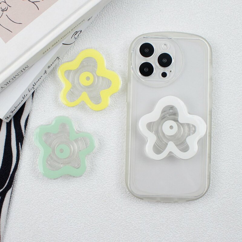 Glossy Transparent Color Flower Foldable Elastic Grip Tok Socket Mobile Phone Holder Ring Talk Support Griptok Universal