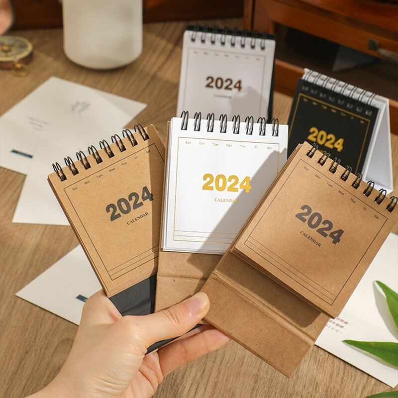 Kalender meja Naga Tahun 5 warna, 2024 portabel segar naga tahun kalender halus jadwal harian kreatif sederhana