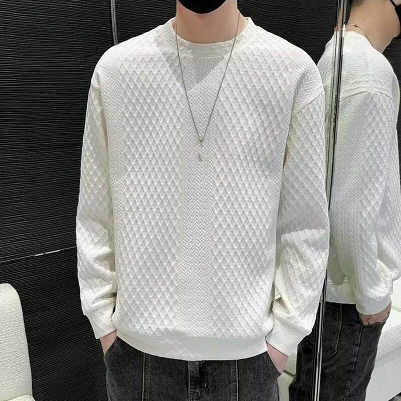 Men Autumn Winter Sweater Thick Knitted Loose Fit Sweater Long Sleeve Waffle Texture Soft Pullover Warm Casual Men Sweater