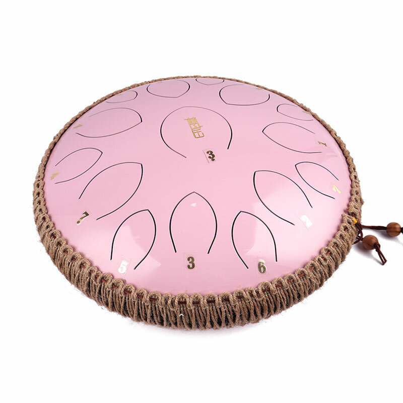 Factory offer the big size design 14 inch (35 cm) 15 tongue candy pink hank drum D key balmy drum steel tongue drum