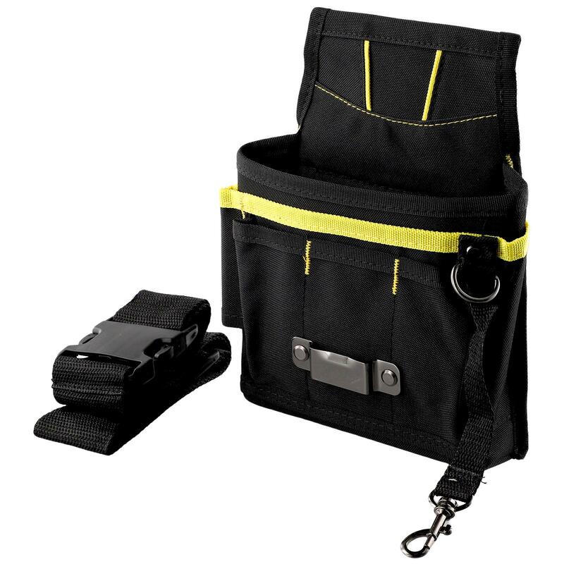 حقيبة أدوات تخزين الخصر مع جيوب ، حزام قماش أكسفورد ، مجموعات كهربائية لمفك البراغي ، مفيدة ، سوداء ، 600 د
