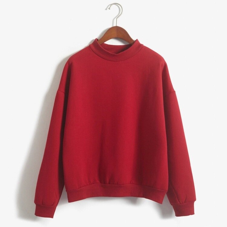 Frau Sweatshirts süße koreanische O-Ausschnitt gestrickte Pullover dicke Herbst Winter Süßigkeiten Farbe lose Hoodies feste Damen bekleidung