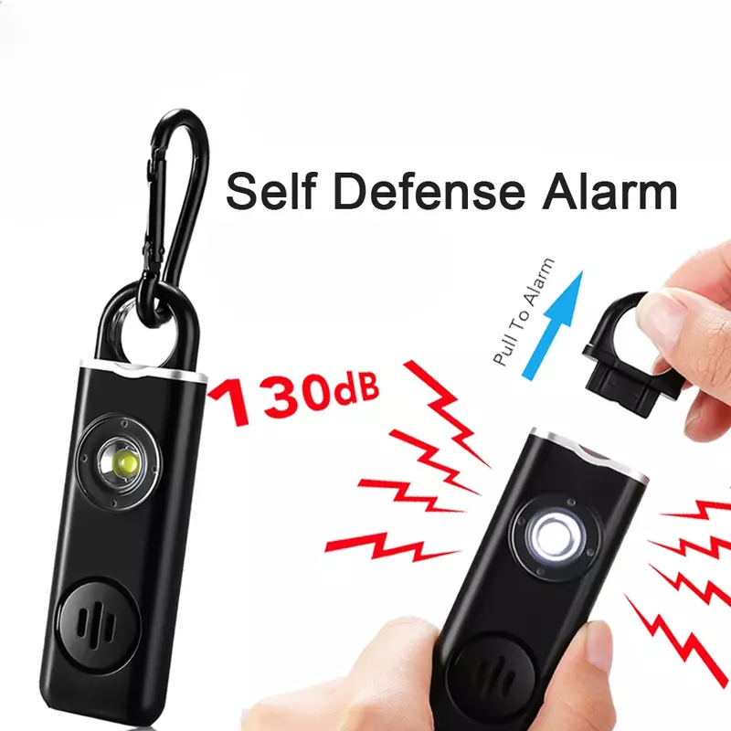 Alarma de autodefensa antilobo para niña y mujer, llavero de alarma de emergencia, llamada de emergencia fuerte, 130dB