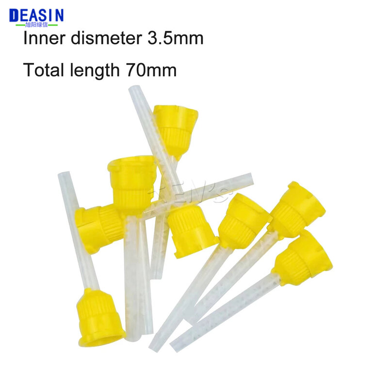 50PCS Disposable Dental Impression Mixing Tips Yellow 1:1 Intraoral Tip For Impression Material Nozzles Mixing Tube