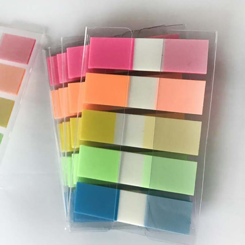 Tiras pegajosas translúcidas coloridas para escritório e material escolar, cor translúcida, clara, prática