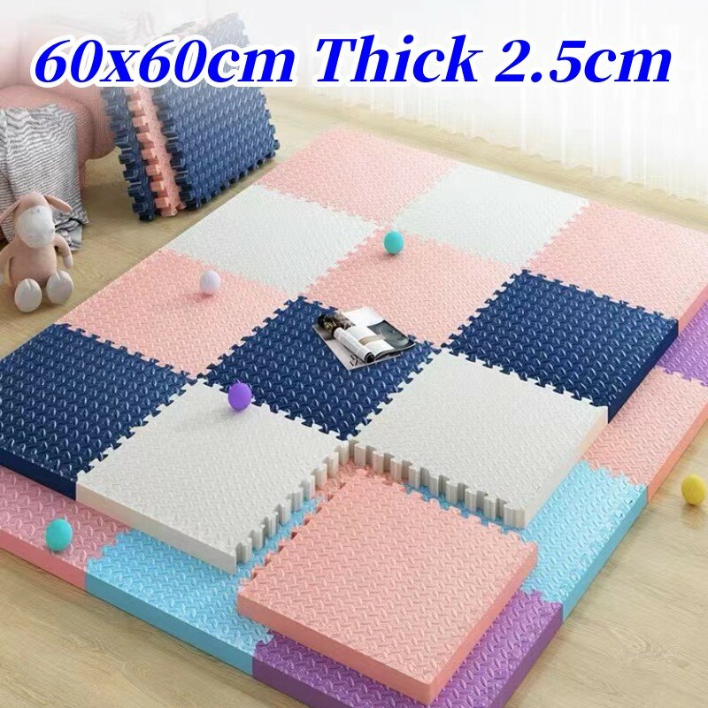 Playmat-alfombra de juegos para bebé, tapete grueso de 2,5 cm para actividades de gimnasio, 8 piezas, puzle, 60x60cm
