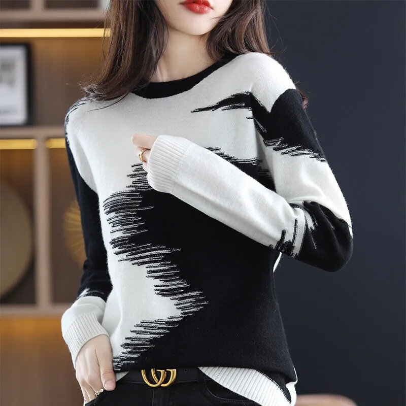 2023 donne maglione primavera autunno manica lunga o-collo pullover caldo fondo camicie moda coreana maglione maglieria maglioni morbidi