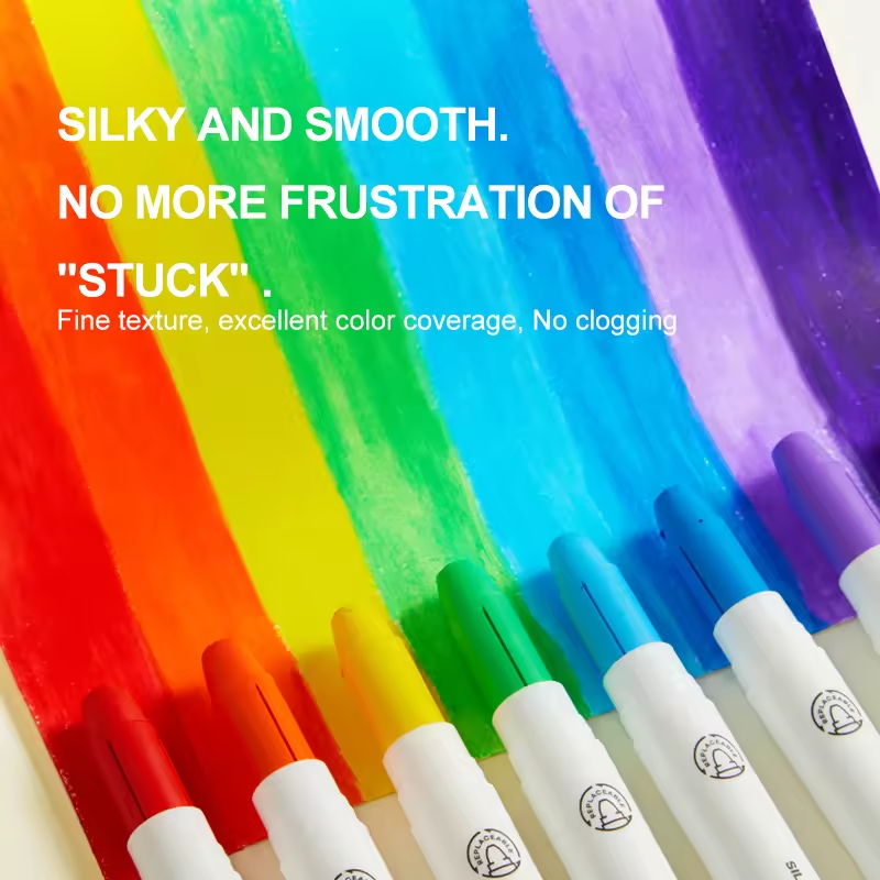 Mideer-crayones sedosos de secado rápido, cubo de colores, 12 colores, crayón lavable